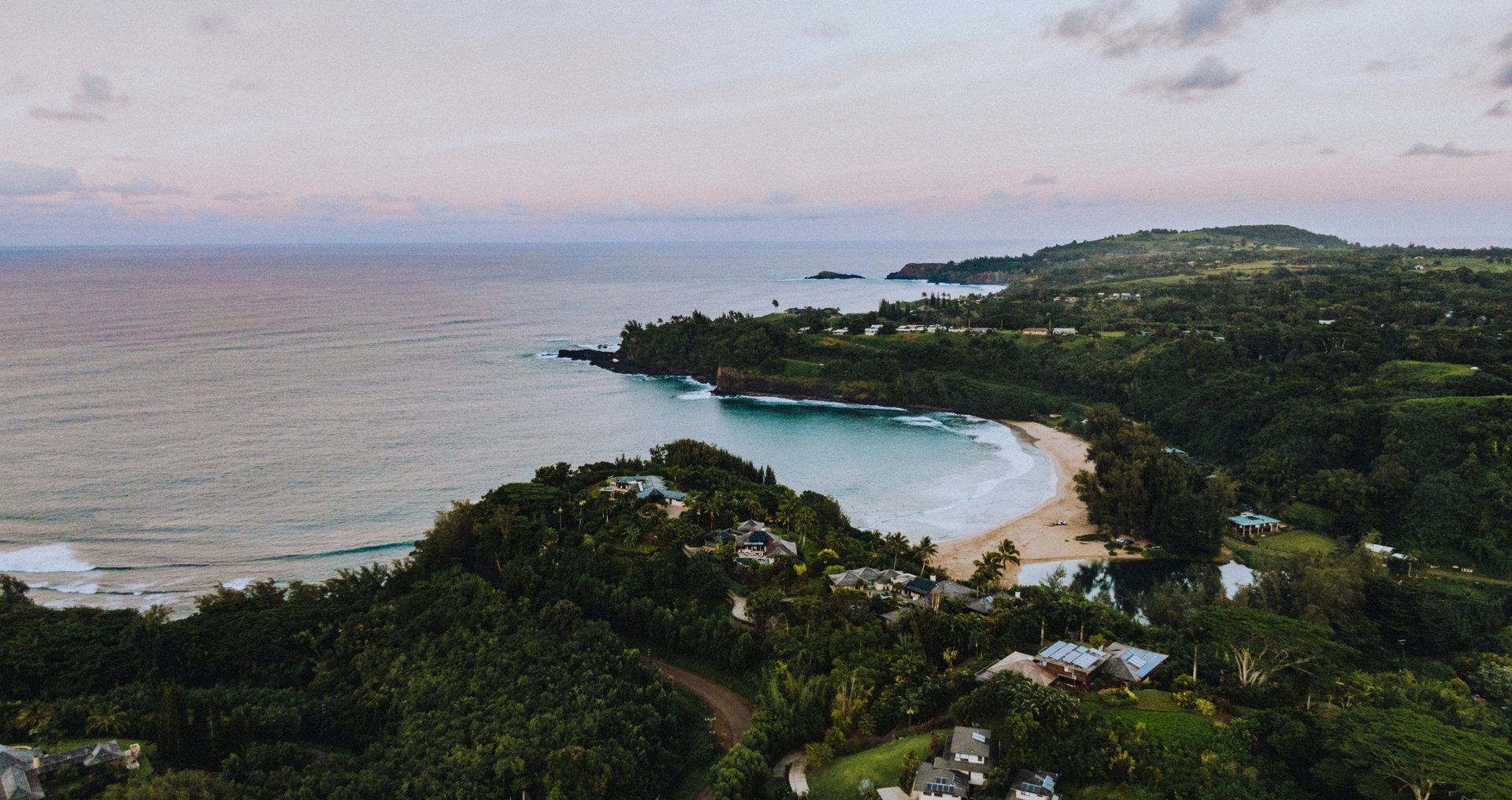 Kalihiwai Bay from the air