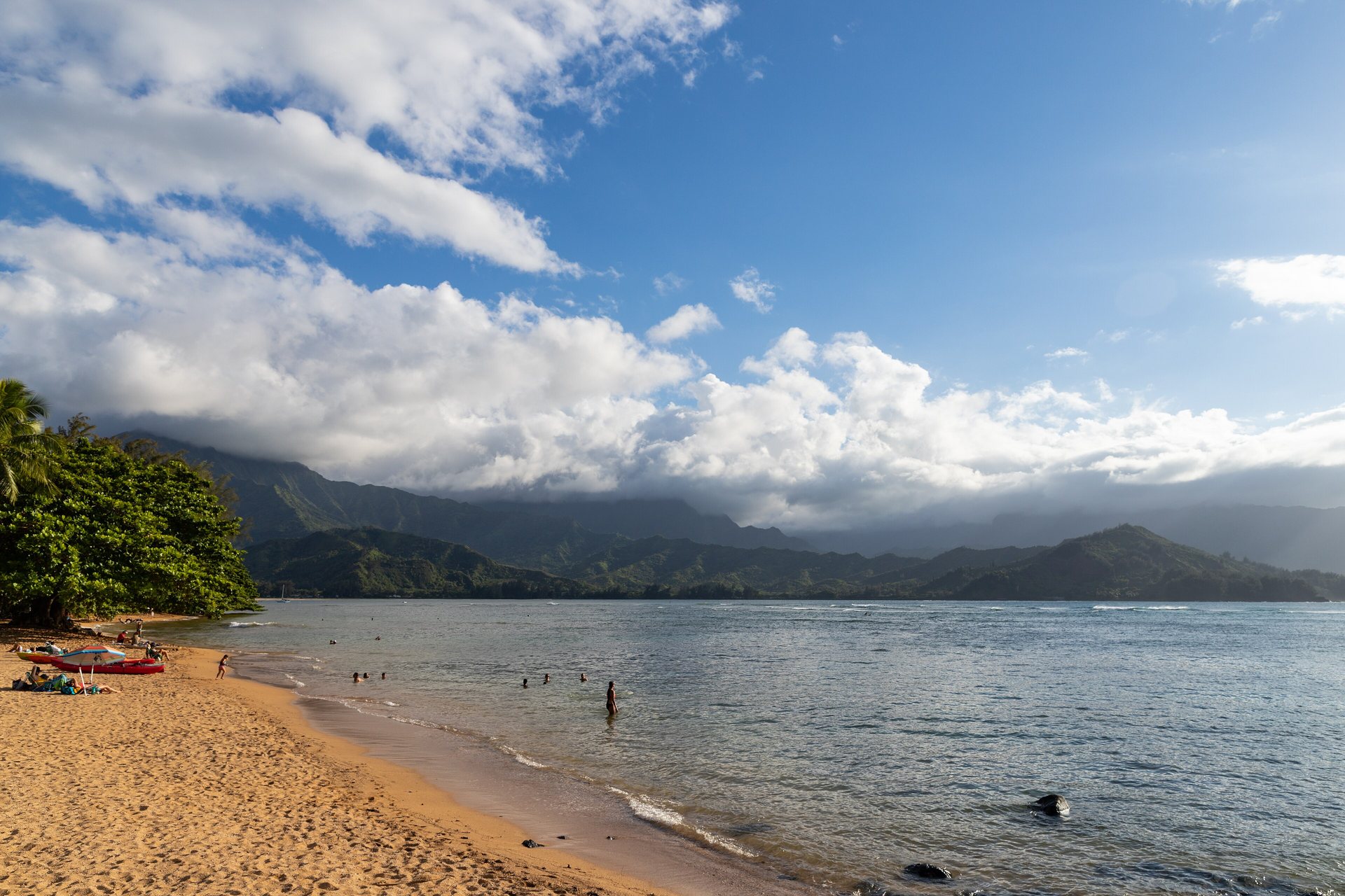 Puʻu Poa Beach and the Hanalei mountains
